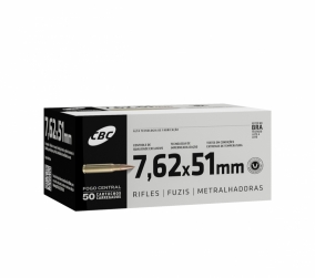 imagem Munição CBC cal 7,62x51mm Comum (NATO Ball) TREINA (50un)