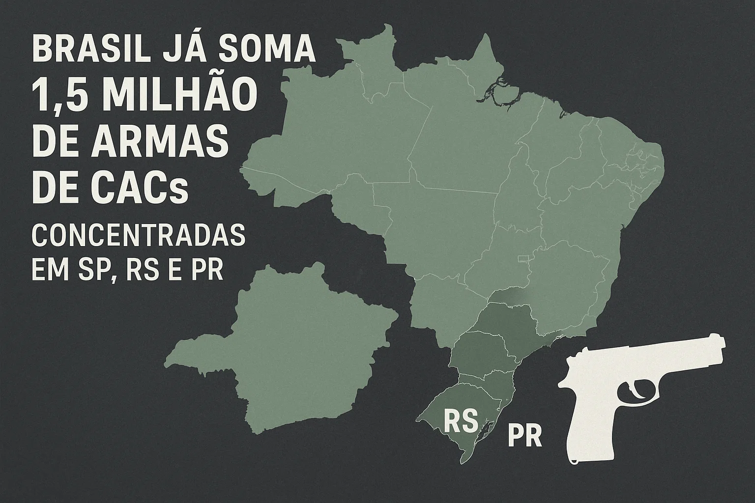 image Brasil já soma 1,5 milhão de armas de CACs, concentradas em SP, RS e PR