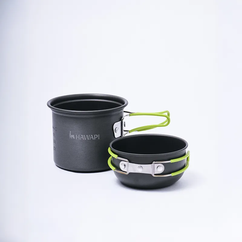 imagem Conjunto de Panelas Camping 2 Peças Ultraleve Verde Limão - Hawapi